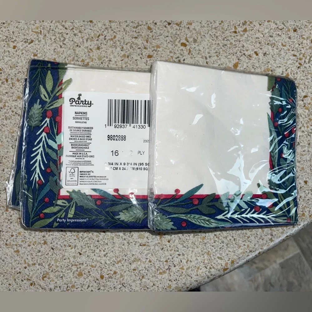 Festive Napkins 4 Packs 2 Ply 9.75” Holiday Party Supplies